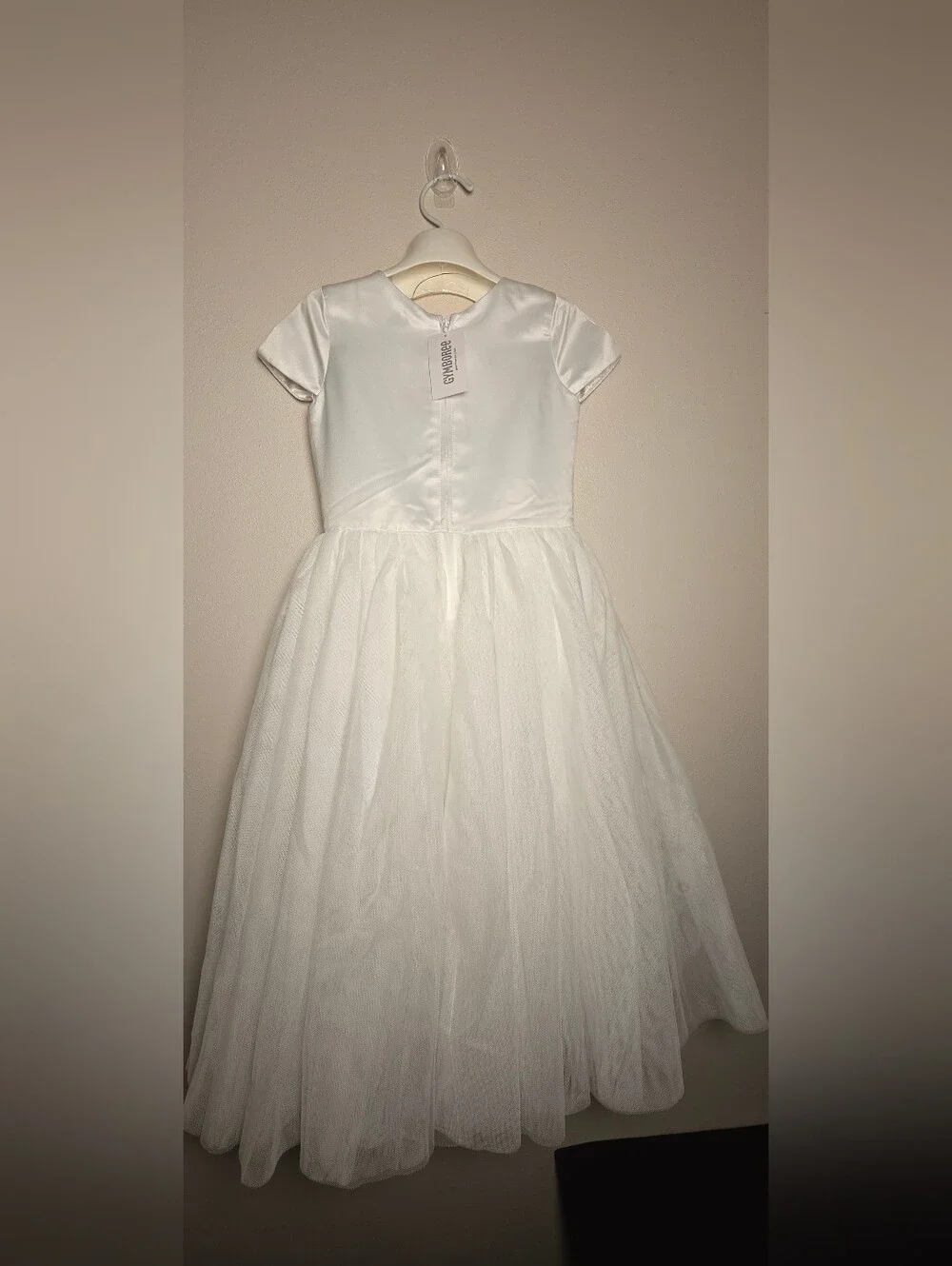 Gymboree White Satin & Tulle Bow Waist Formal Dress
